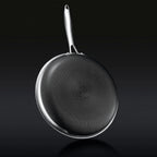 HexClad 6 Piece Hybrid Stainless Steel Cookware Pan Set 8 inch 10 inch 12 inch with Glass Lids Size: One size Black
