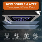 24'' Wine Cooler Refrigerator - 46 Bottle Wine Fridge Dual Zone with Modern Touch Intelligent Digital 40°-65°F Low Noise, Built in or Freestanding Wine Cooler for Home and Kitchen