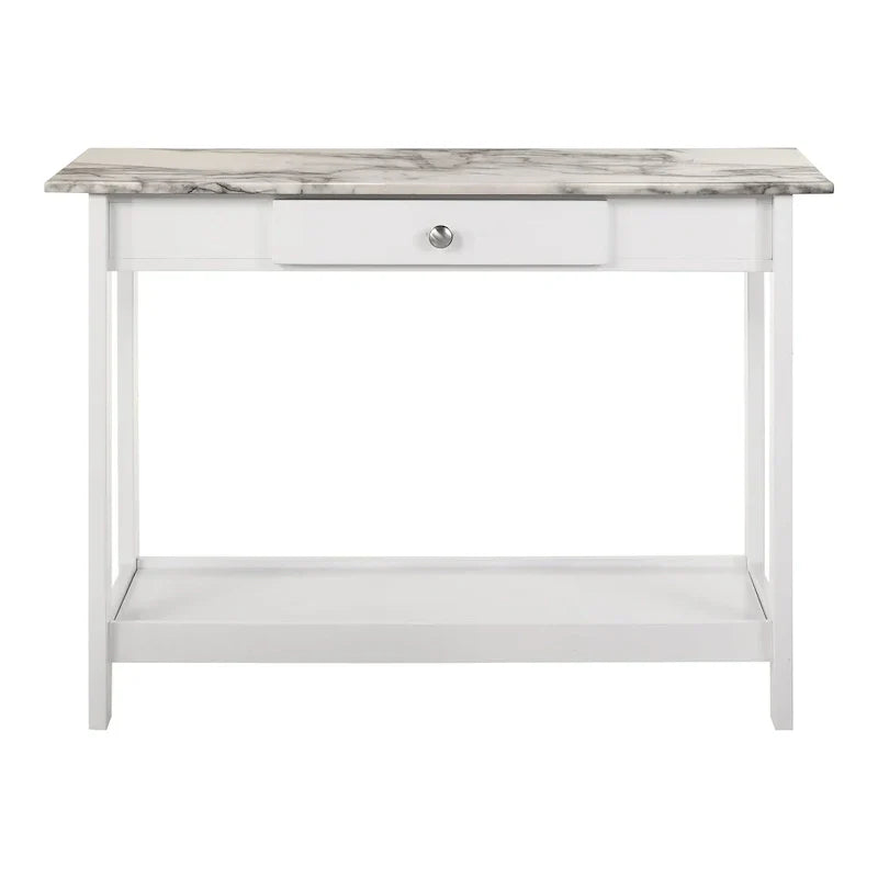 Denhour DH BASIC 4-Piece Open-Shelf Coffee Table Set with Drawer in Transitional Rubberwood
