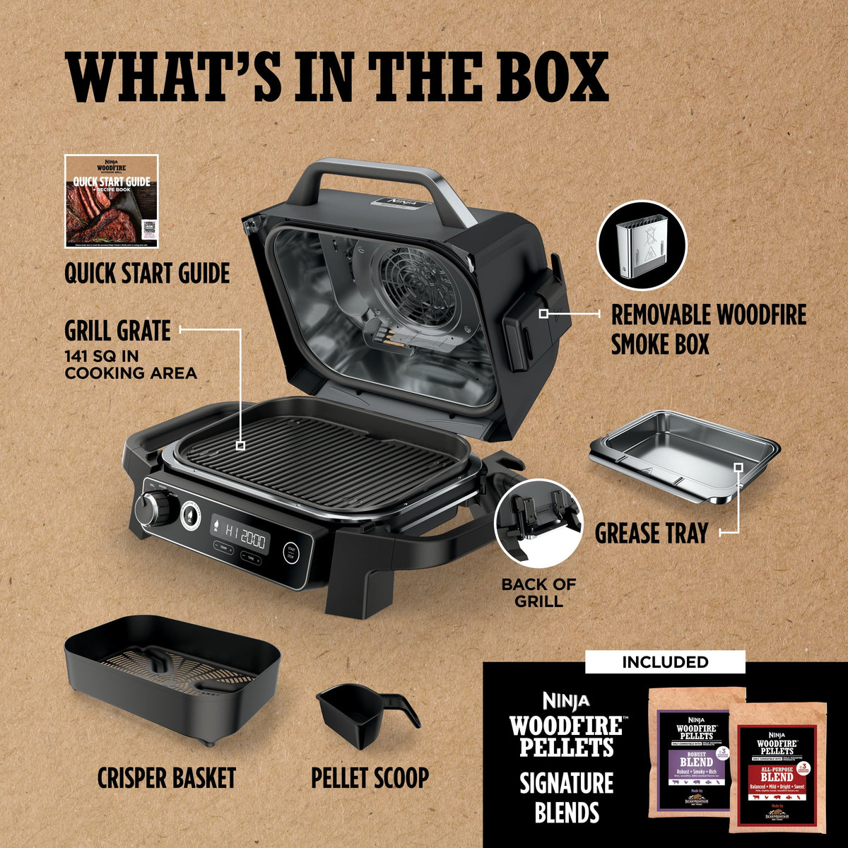 Woodfire Outdoor Grill & Smoker. 3-in-1 Master Grill. BBQ Smoker. & Outdoor Air Fryer with Woodfire Technology. OG700