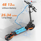 Up to 37 MPH Tire Hydraulic Brake Adult Electric Scooter