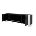 Contemporary Black 68.1" TV Stand with Fireplace and 2 Spacious Cabinets for TVs Up to 78"