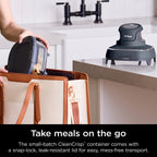 Ninja Crispi 4 - in - 1 Portable Glass Air Fryer Cooking System, 4 - Qt & 6 - Cup Containers, Cyberspace