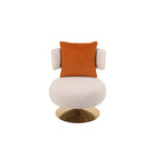 Round Barrel Chair with Fabric and Swivel Design