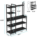 43-Inch Kitchen Bakers Rack with Microwave Stand - 5-Tier Utility Storage Shelf and 10 Hooks for Kitchen and Living Room