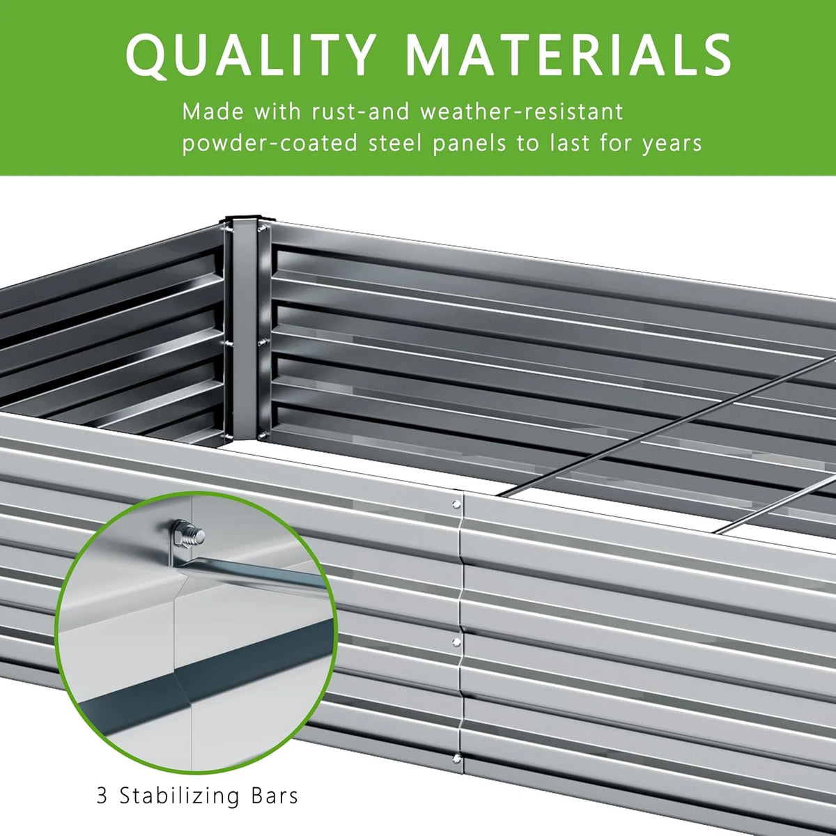 2PCS 12x4x1ft Galvanized Raised Garden Bed, Raised Graden Bed Kit - Square Metal Garden Bed, Large Planter Raised Bed Outdoor, Garden Box for Vegetables, Flower, Herb - Sliver(One Box of Two Pieces)