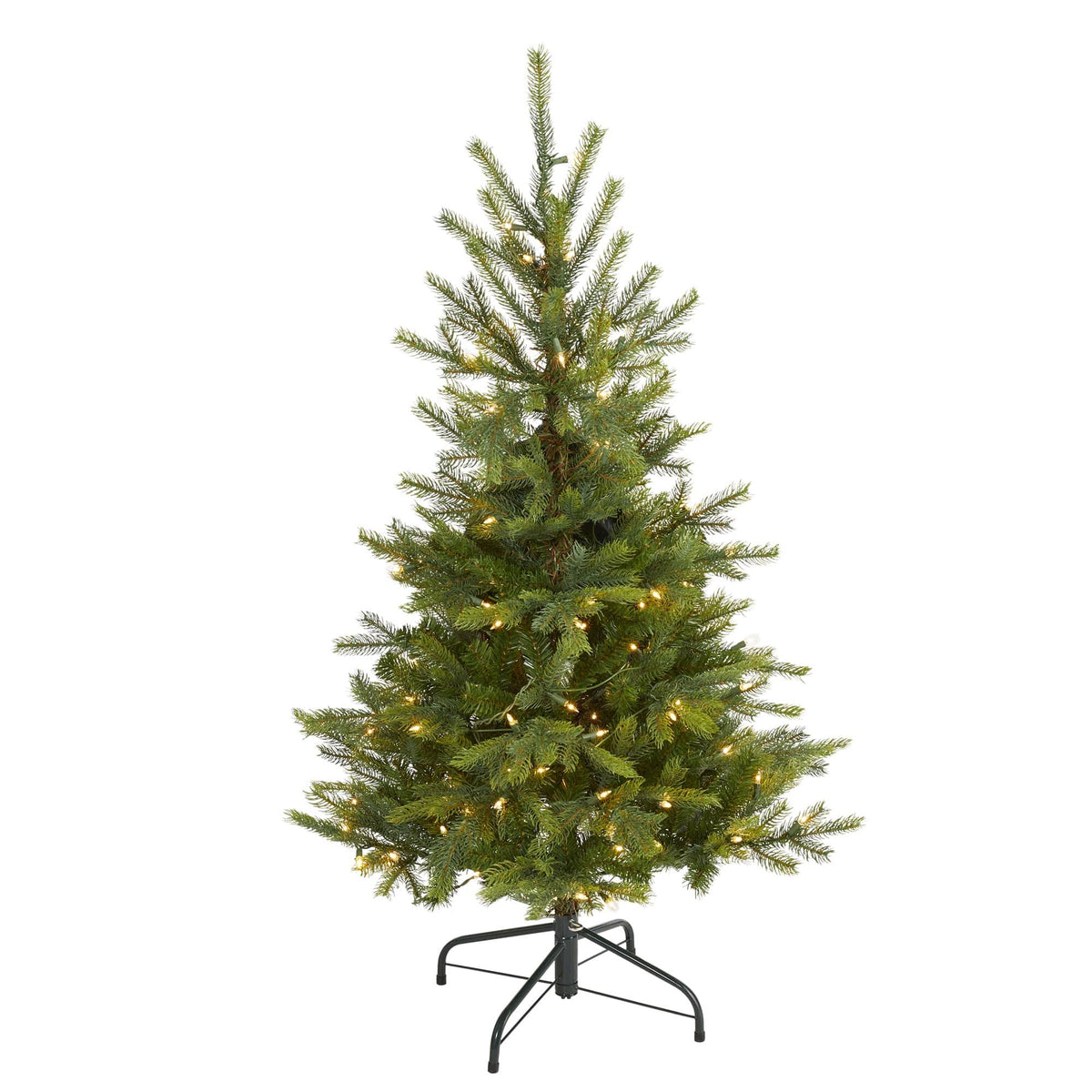 Nearly Natural 4ft. North Carolina Spruce Artificial Christmas Tree with 100 Clear Lights and 207 Bendable Branches