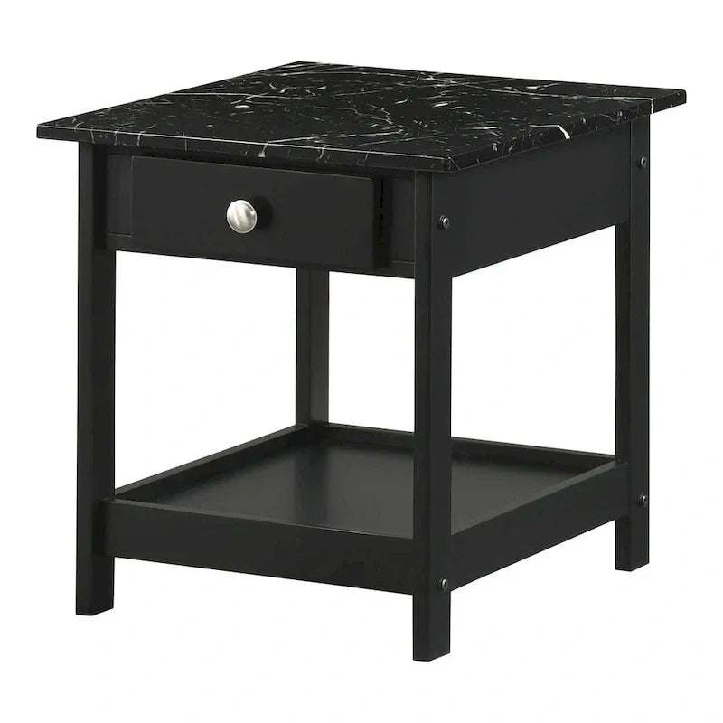 Denhour DH BASIC 4-Piece Open-Shelf Coffee Table Set with Drawer in Transitional Rubberwood