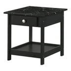 Denhour DH BASIC 4-Piece Open-Shelf Coffee Table Set with Drawer in Transitional Rubberwood