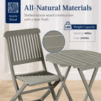 Best Choice Products 3-Piece Acacia Wood Bistro Set, Folding Patio Furniture w/ 2 Chairs, Table - Natural
