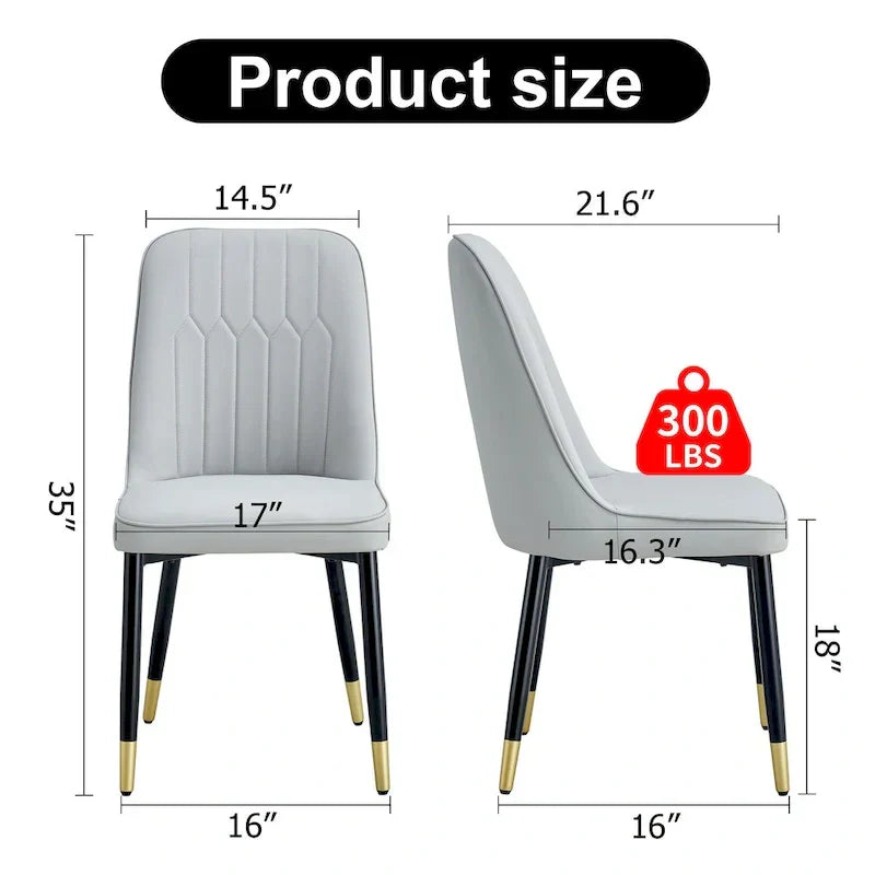 Contemporary Set of 4 Faux Leather Dining Chairs with Cushioned Backrests and Metal Legs – Ideal for Dining Rooms, Living Rooms, and Bedrooms