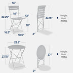 Best Choice Products 3-Piece Small Bistro Set, Folding Patio Furniture Set of 2 Chairs and Table - Black