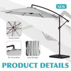 JUSTLET 10ft Heavy Duty Patio Hanging Offset Cantilever Patio Umbrella W/ 4-Piece Base Included Included, Beige