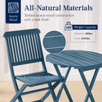 Best Choice Products 3-Piece Acacia Wood Bistro Set, Folding Patio Furniture w/ 2 Chairs, Table - Natural