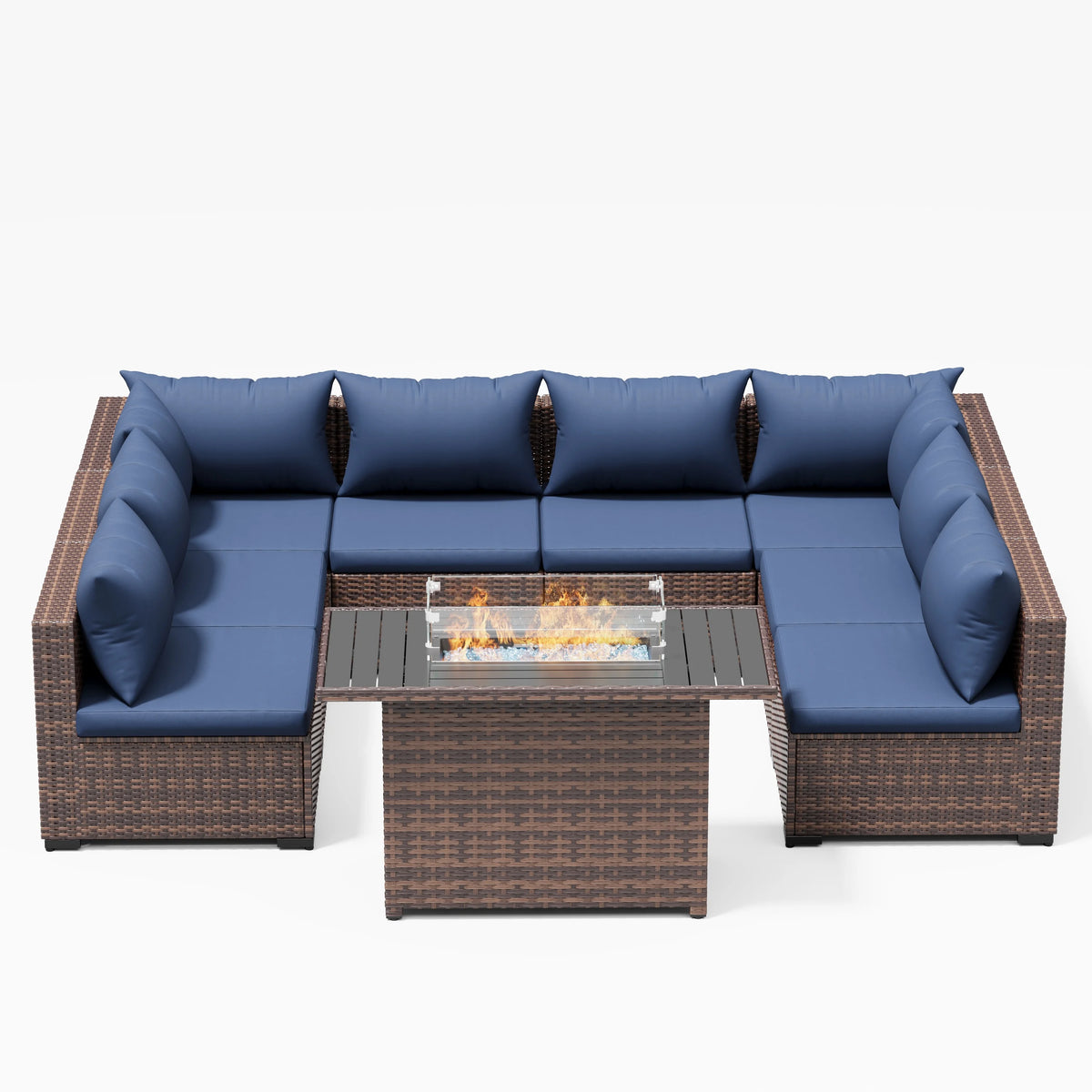 ELPOSUN Patio Furniture Set, Outdoor Patio Furniture Wicker Furniture Couch Set, 5 Pieces Outdoor Sectional Sofa, Patio Furniture Set, Outdoor Patio Set for Balcony Furniture (Grey)
