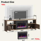 71-Inch TV Stand for 75-Inch TVs with LED Fireplace and Storage Cabinet