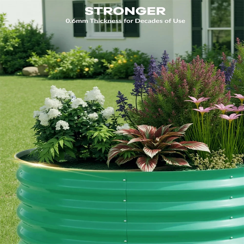 2 - Pack Galvanized Steel Raised Garden Beds Kit - Outdoor Metal Planter Boxes for Vegetables, Flowers & Herbs.tool - Free Assembly, Rust - Resistant Green Coated Design