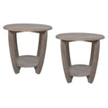 COZAYH Set of 2 Rustic Farmhouse End Tables with Storage Shelf - Vintage Grey French Country Accent Side Tables