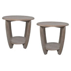 COZAYH Set of 2 Rustic Farmhouse End Tables with Storage Shelf - Vintage Grey French Country Accent Side Tables