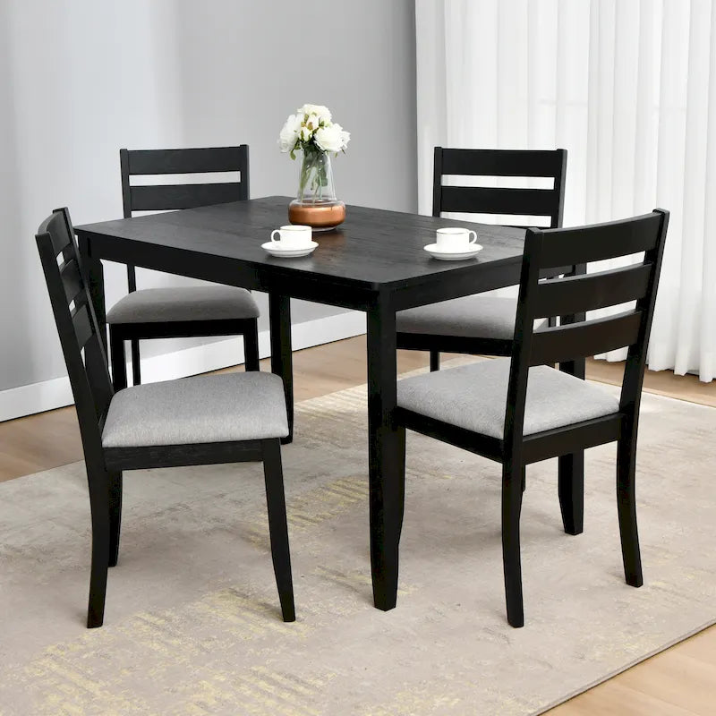 Set of 4 Slat Back Wooden Dining Chairs