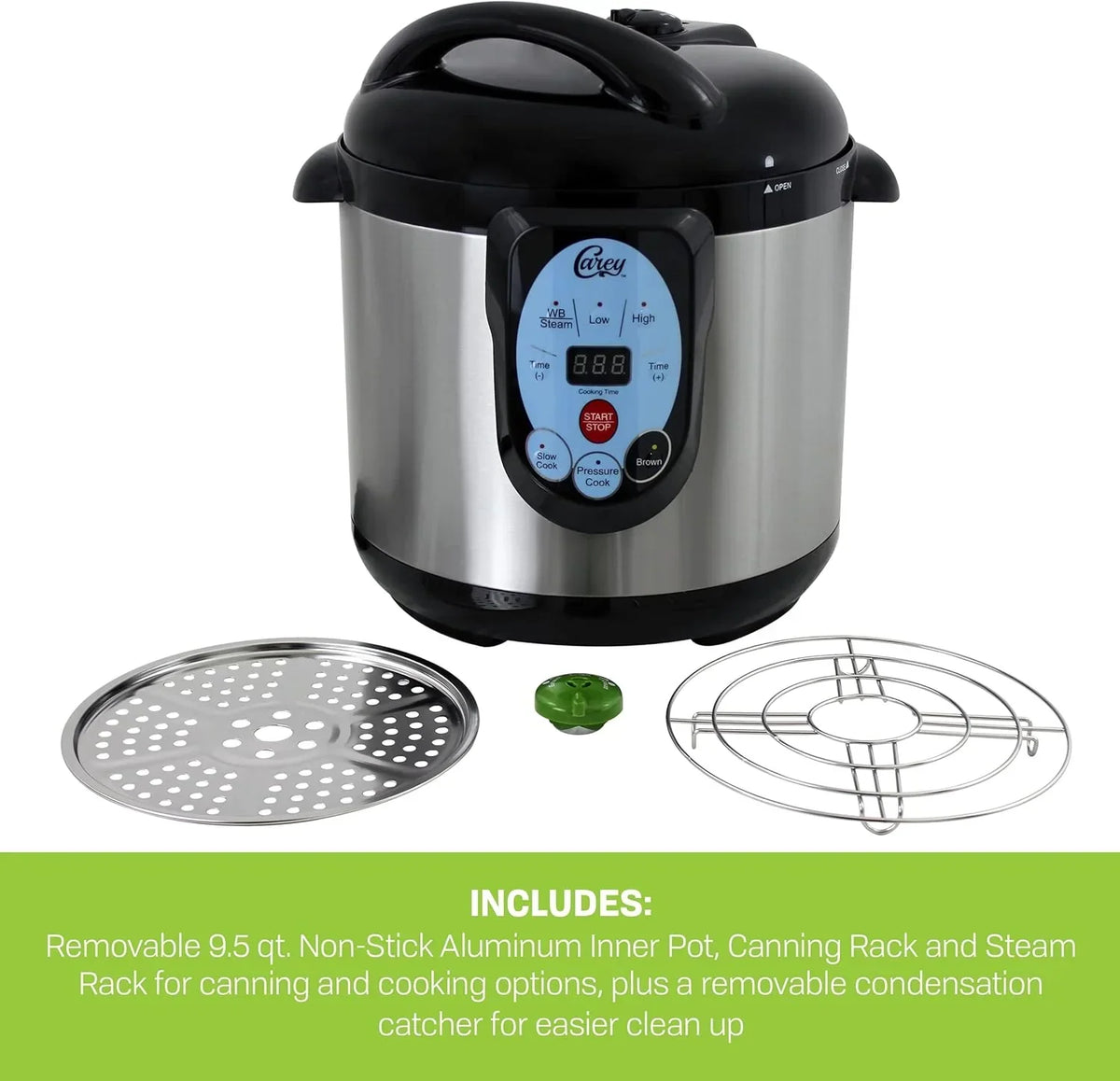 CAREY DPC-9SS Smart Electric Pressure Cooker and Canner, Stainless Steel, 9.5 Qt