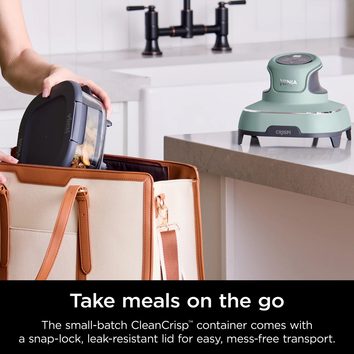 Ninja Crispi 4 - in - 1 Portable Glass Air Fryer Cooking System, 4 - Qt & 6 - Cup Containers, Cyberspace