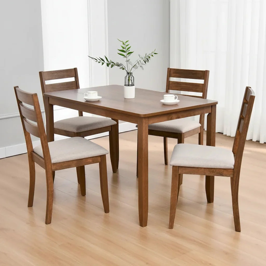 Set of 4 Slat Back Wooden Dining Chairs