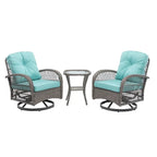 3 Pieces Outdoor Swivel Rocker Patio Chairs, 360 Degree Rocking Patio Conversation Set
