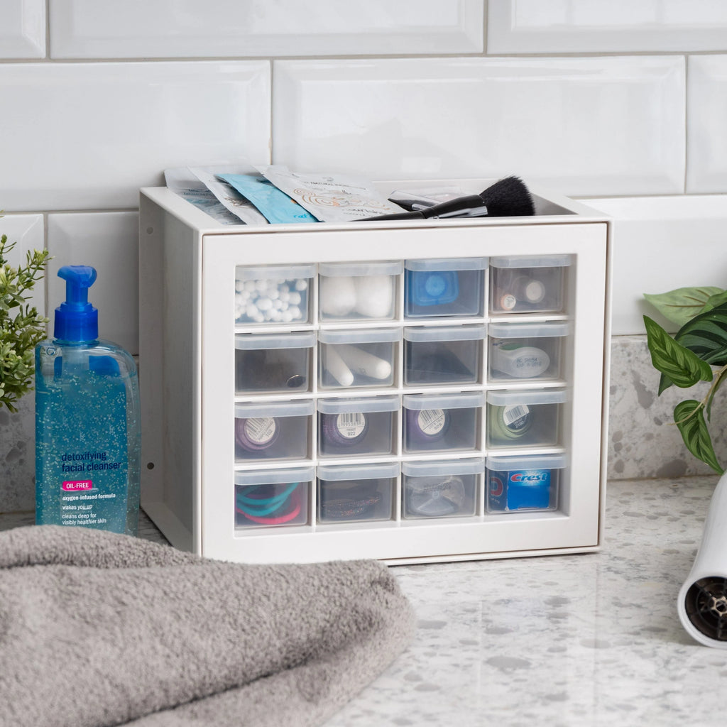 16 Drawer Sewing and Craft Parts Cabinet, White