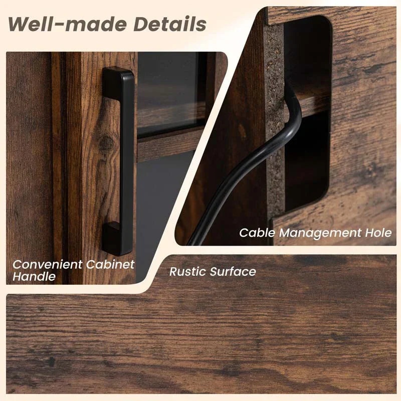 58" TV Console with 23" Fireplace Insert, Fireplace TV Stand for TVs up to 65 Inches, 1400W Electric Fireplace Heater