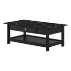 Denhour DH BASIC 4-Piece Open-Shelf Coffee Table Set with Drawer in Transitional Rubberwood