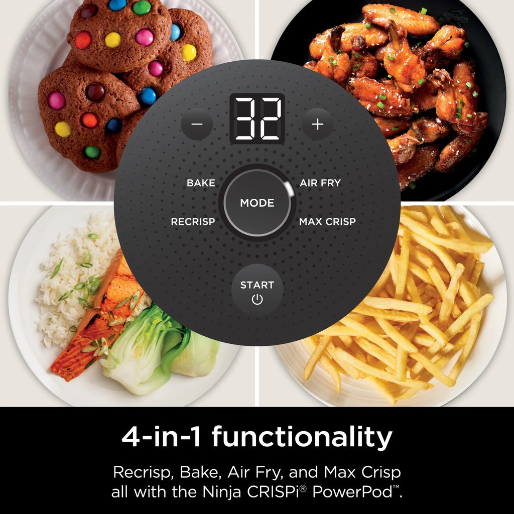 Ninja Crispi 4 - in - 1 Portable Glass Air Fryer Cooking System, 4 - Qt & 6 - Cup Containers, Cyberspace