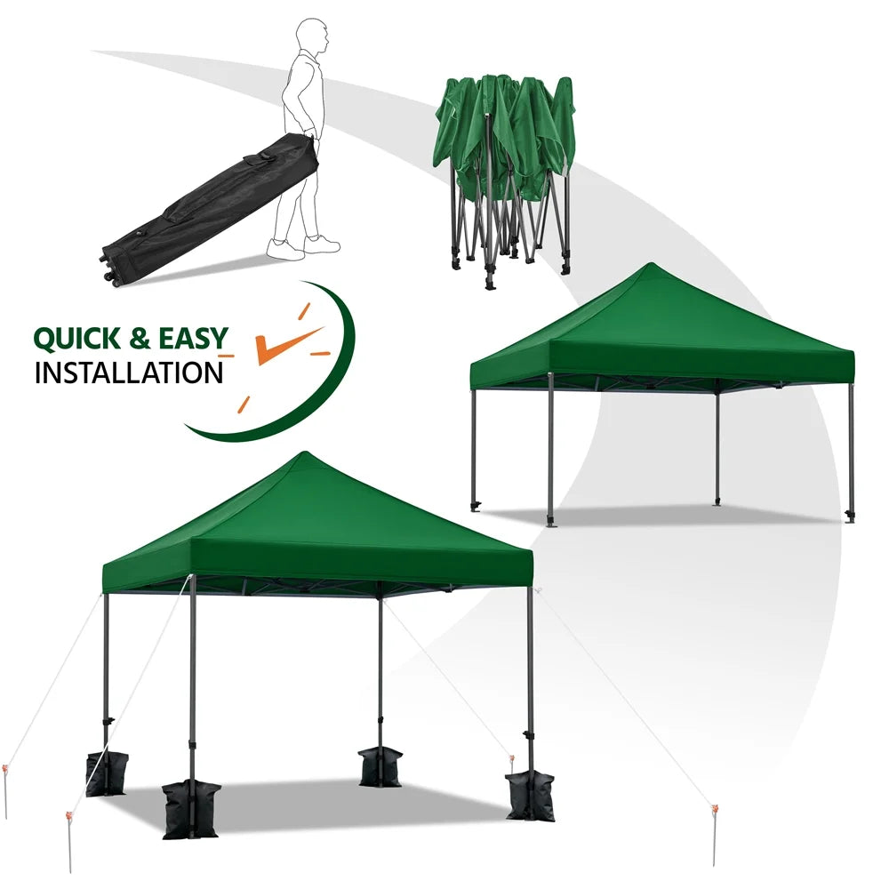 Alden Design Adjustable 10' x 10' Commercial Pop-up Canopy with Wheeled Carry Bag, Blue