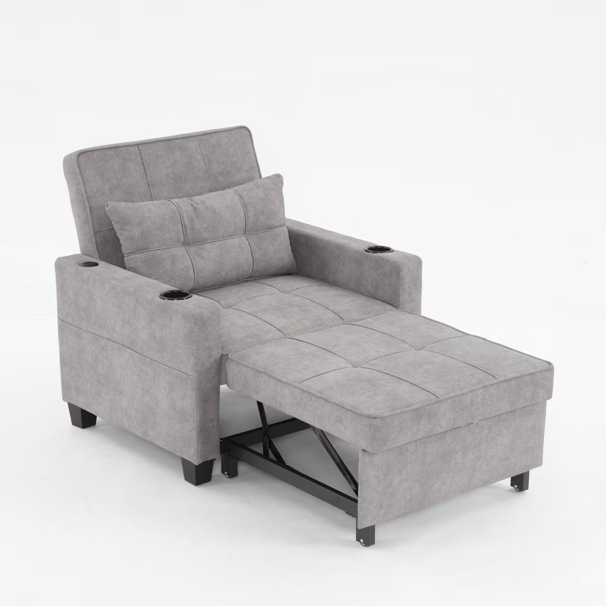 Convertible Futon Sofa Bed, 3 - in - 1 Multi - Functional Sleeper Chair Bed with USB Ports, Adjustable Backrest Recliner, for Living Room Bedroom Small Space, Tech Cloth, Dark Grey