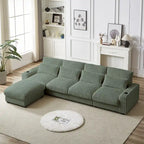 126W Large L-Shaped Corduroy Sofa with USB Charging Port