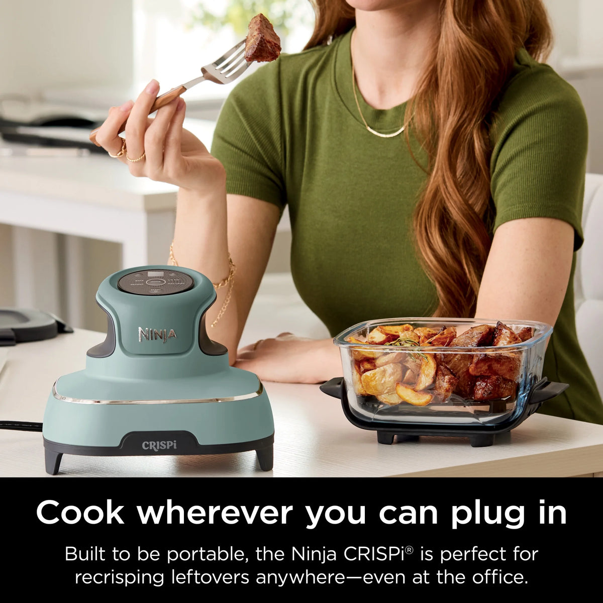 Ninja Crispi 4 - in - 1 Portable Glass Air Fryer Cooking System, 4 - Qt & 6 - Cup Containers, Cyberspace