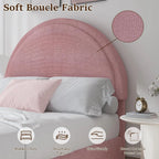 4 EVER WINNER Queen Size Bed Frame, Boucle Upholstered Bed Frame with Headboard, White Queen Bed Frame, White