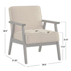 Mid Century Accent Lounge Chair with Cushioned Seat and Wooden Frame