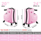 VAHIGCY Kids Luggage, Kids Ride - on Luggage with Spinner Wheels Suitcase, Kid'S Ride - on Suitcase Help Your Child Relax, Carry on Trolley Luggage with Password Lock, 20"