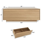 Blotout Square Coffee Table with 2 Large Drawers, 43" Mid Century Modern Coffee Table with Storage, Wood Cocktail Table Center Table with Storage for Living Room, Wood Grain