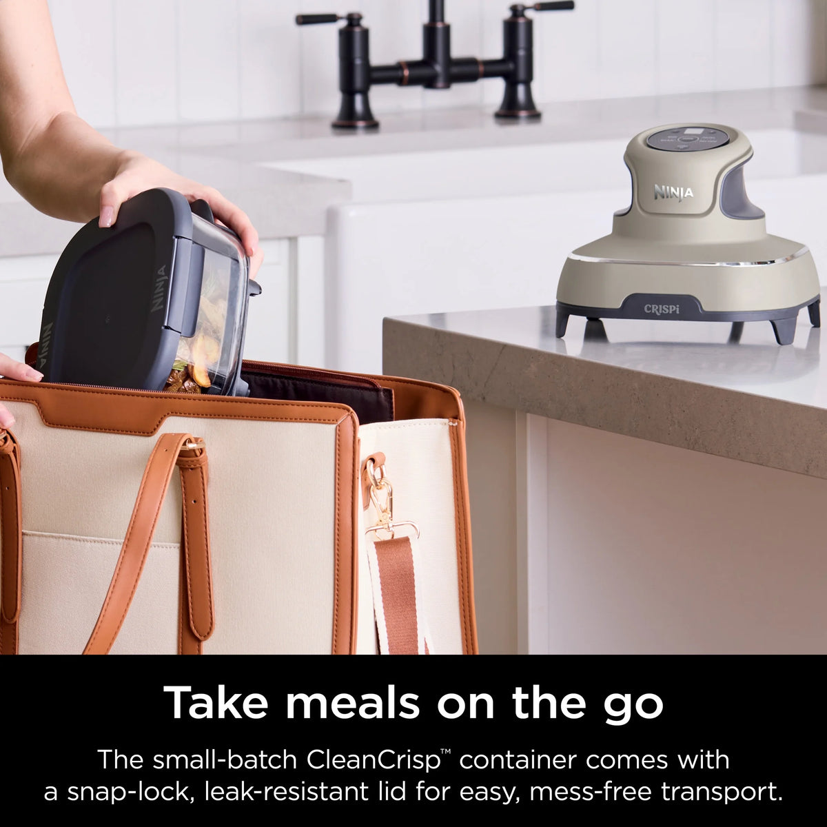 Ninja Crispi 4 - in - 1 Portable Glass Air Fryer Cooking System, 4 - Qt & 6 - Cup Containers, Cyberspace