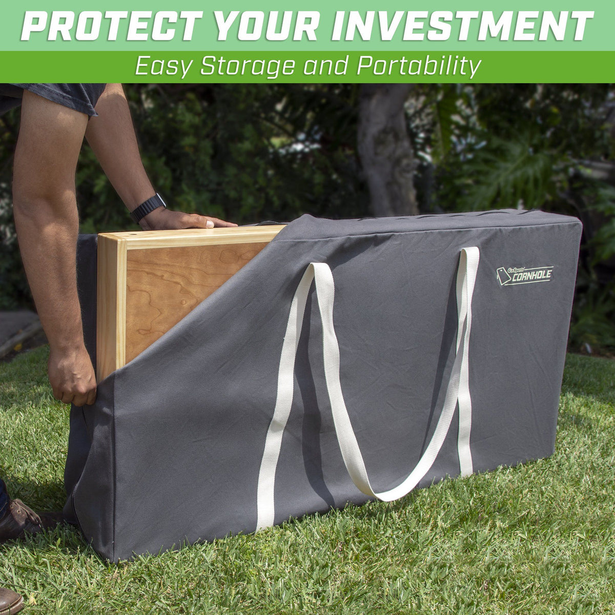 4' x 2' Canvas Cornhole Carrying Bag | Gray