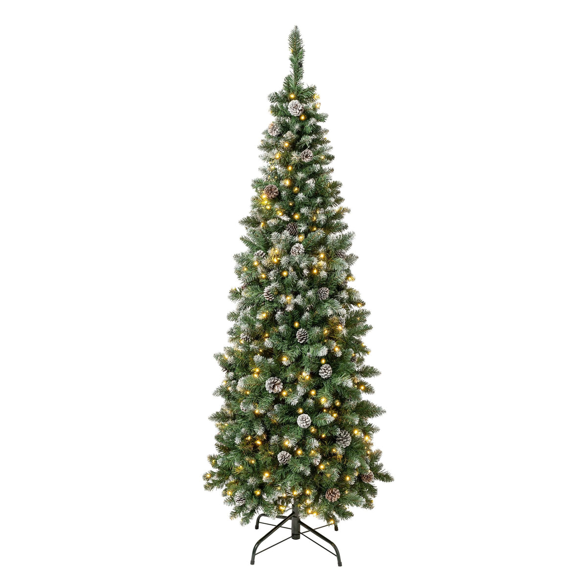 National Tree Company First Traditions 6' Pre-Lit LED Slim Snowy Oakley Hills Artificial Christmas Tree Warm White Lights