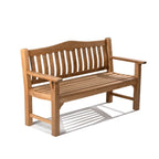 Ash & Ember Hawthorne Grade A Teak 53" Bench, Seats 2 People Comfortably, Weather Resistant Indoor Outdoor Solid Wood Patio Furniture with Tightly Spaced Slats, Bowed Back, Armrests