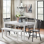 Set of 2 Spindle Back Dining Chairs Solid Rubberwood Farmhouse Style