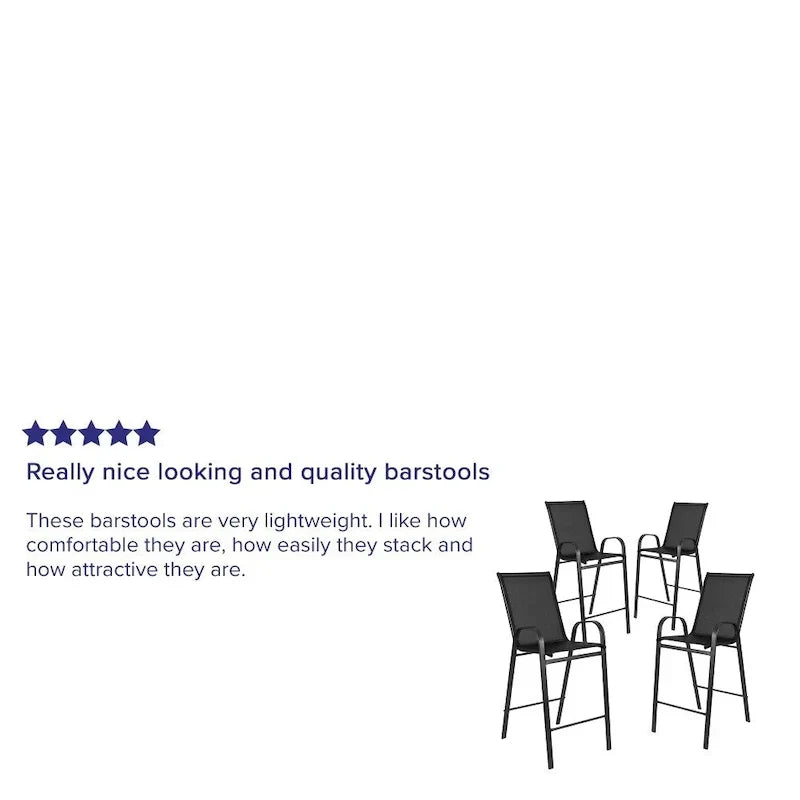Set of 4 Outdoor Barstools with Flexible Comfort Material - Patio Seating