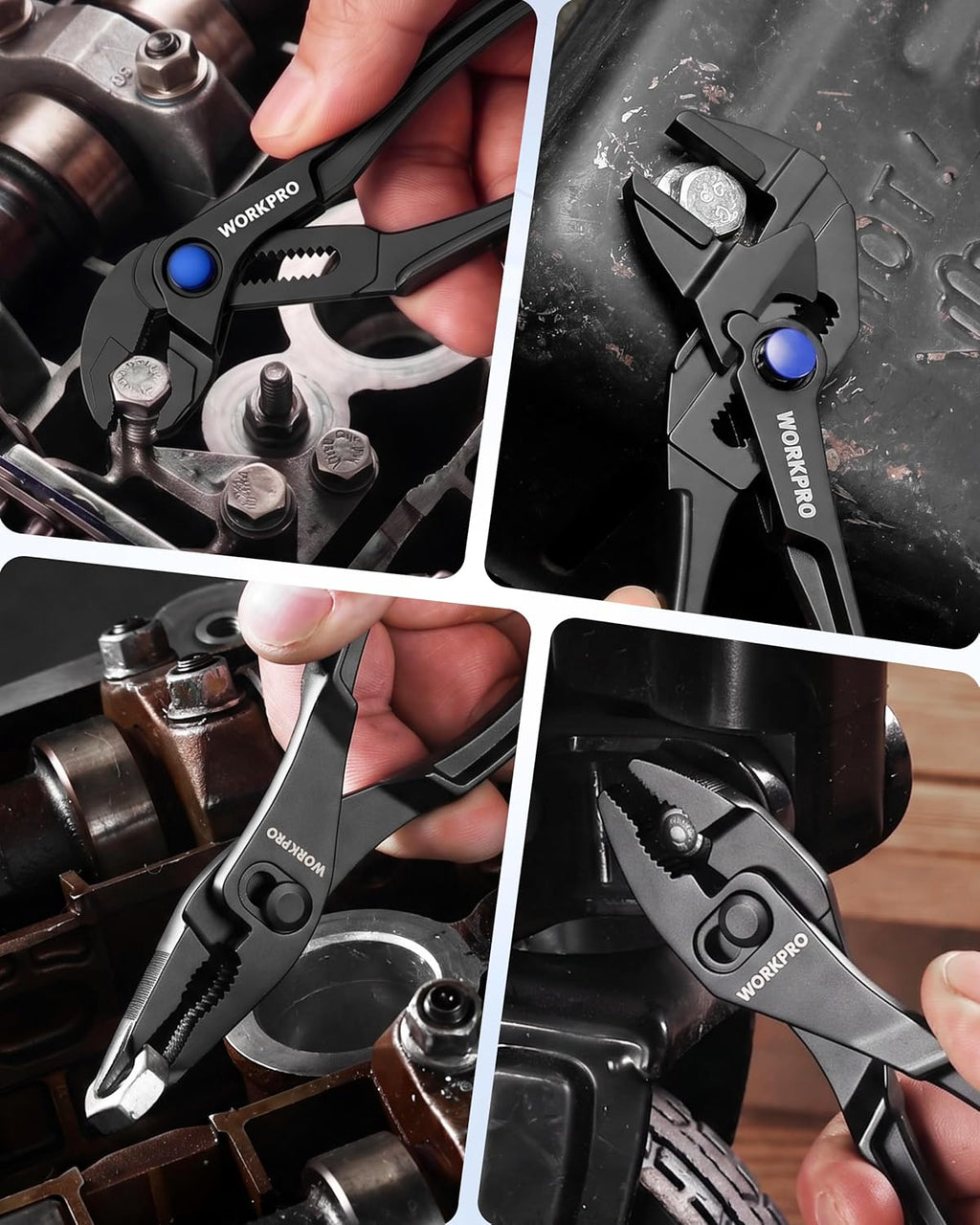 WORKPRO 4-Piece Mini Pliers Set with Pouch, Includes 4-Inch Plier Wrench & Slip Joint & Water Pump Pliers & 4.5-Inch Long Nose Slip Joint Plier, Adjustable Pliers/Pocket Plier/EDC Tool Gift for Man