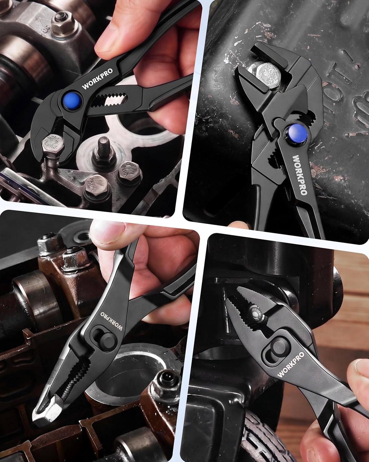 WORKPRO 4-Piece Mini Pliers Set with Pouch, Includes 4-Inch Plier Wrench & Slip Joint & Water Pump Pliers & 4.5-Inch Long Nose Slip Joint Plier, Adjustable Pliers/Pocket Plier/EDC Tool Gift for Man