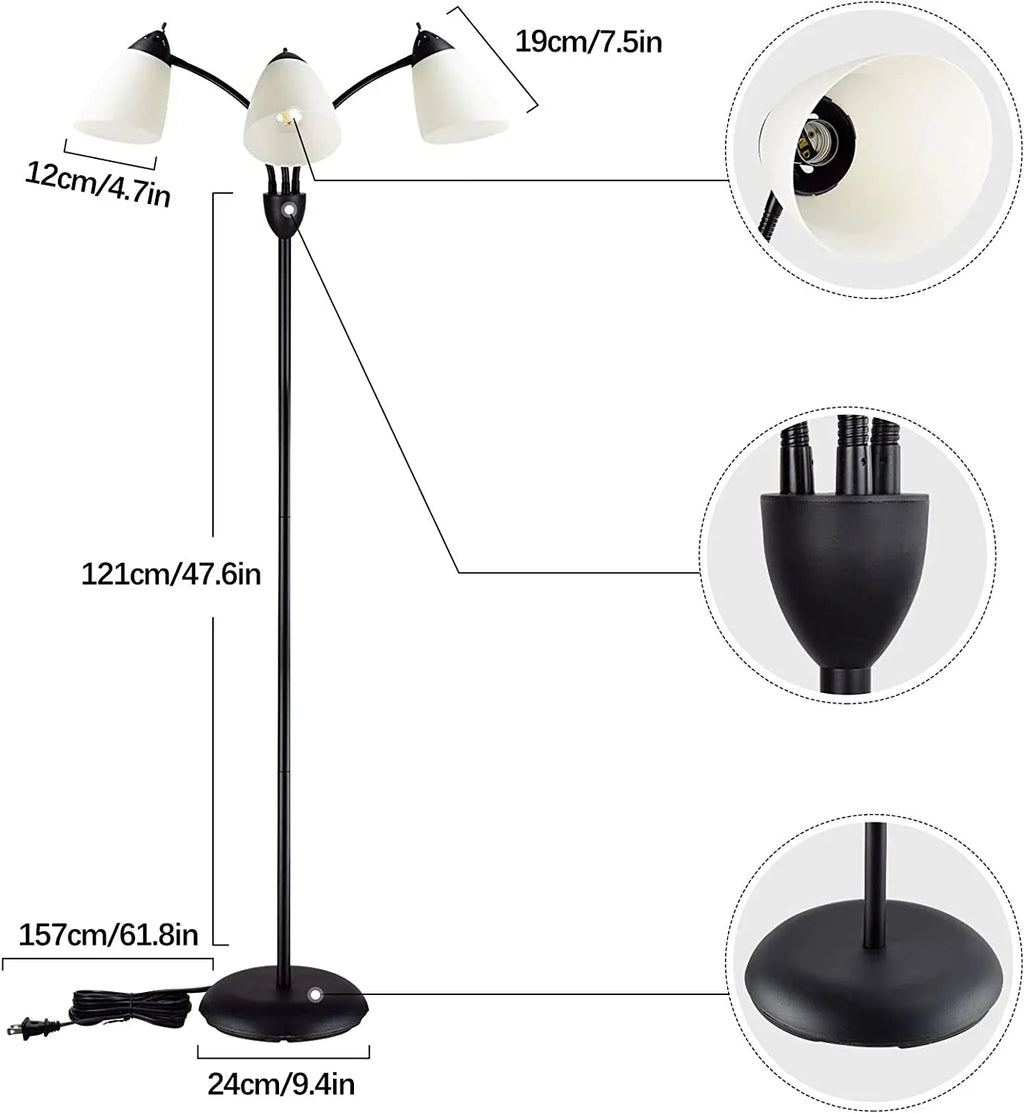 DINGLILIGHTING Floor Lamp Tall for Room: Flexible Gooseneck Floor Lamps Standing for Bedroom Home Office - Modern Floor Lights 5 - Light