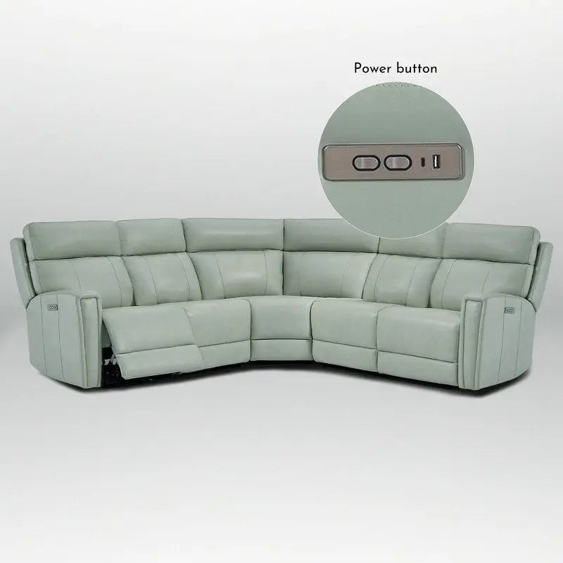 104" 3-Color Genuine Leather Power Reclining Sectional Sofa with Zero Gravity Feature, USB & USB-C Ports, and 2 Stationary Armless Chairs